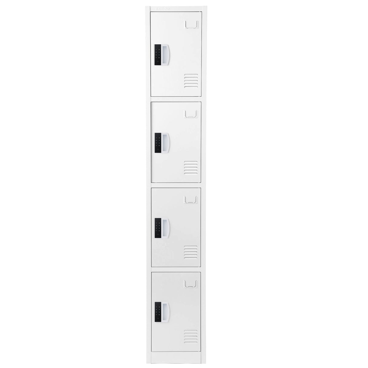 72" H x 12" W 4-Tier Steel Storage Locker with Digital Lock, White,