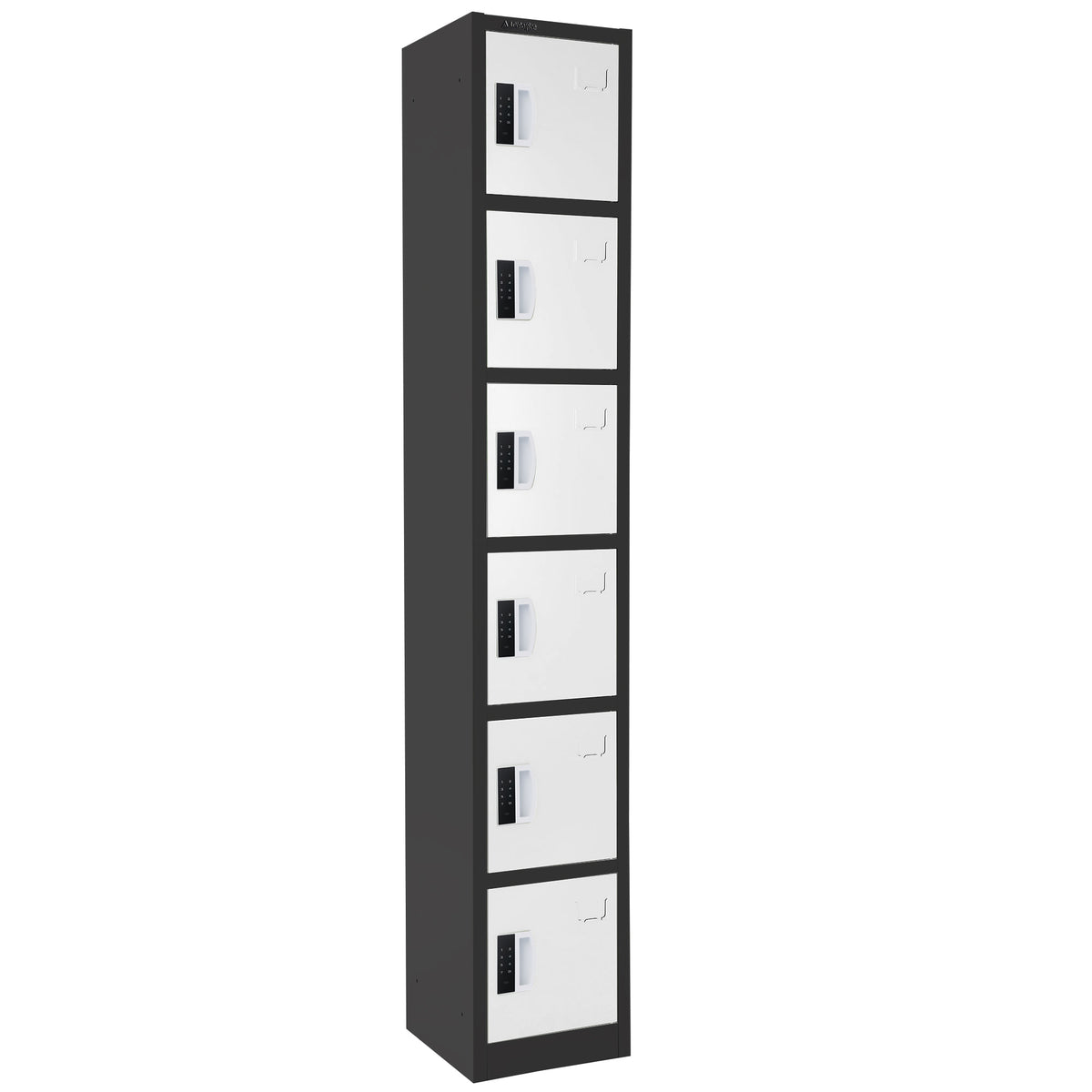 72" H x 12" W 6-Tier Steel Storage Locker with Digital Lock, Black