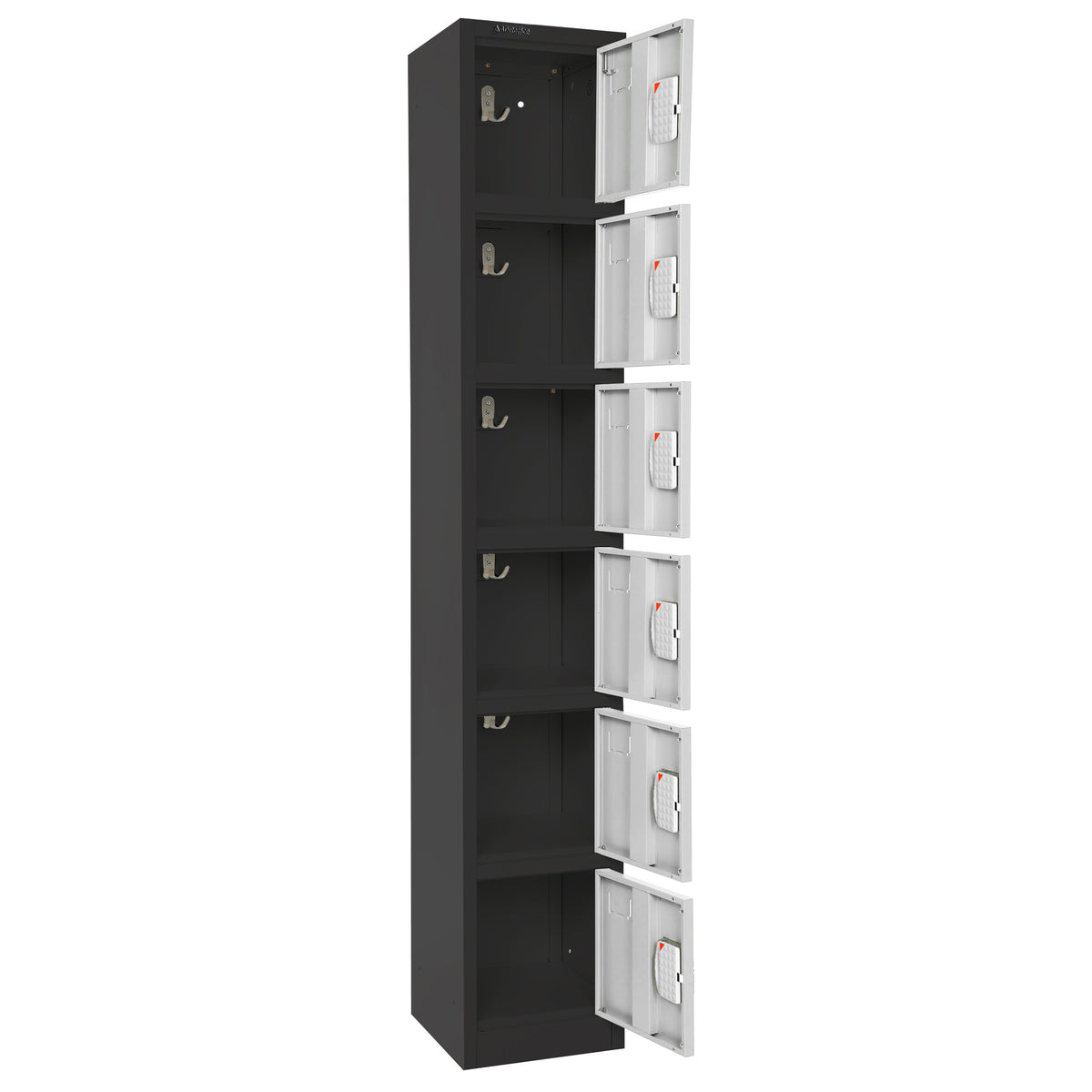 72" H x 12" W 6-Tier Steel Storage Locker with Digital Lock, Black