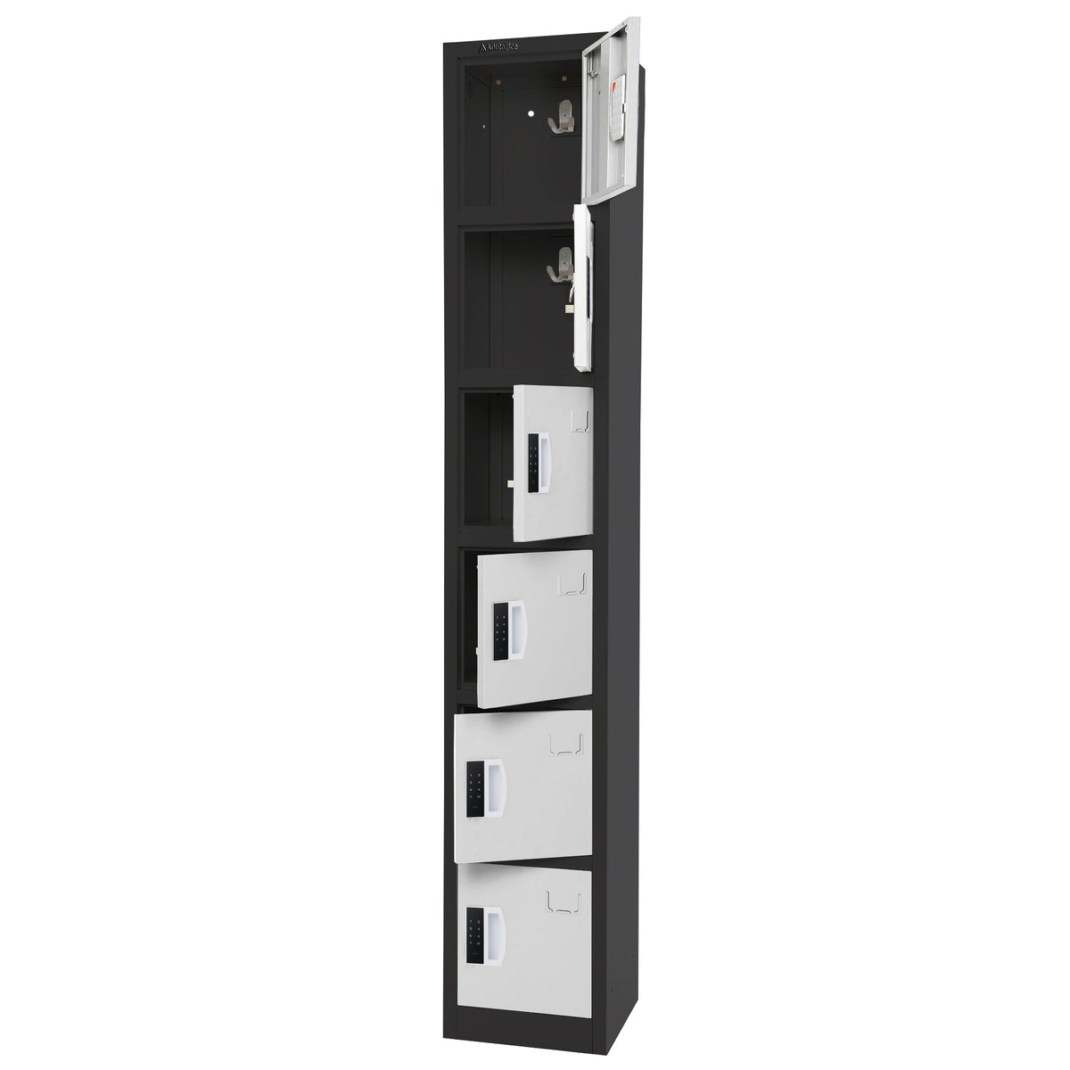 72" H x 12" W 6-Tier Steel Storage Locker with Digital Lock, Black