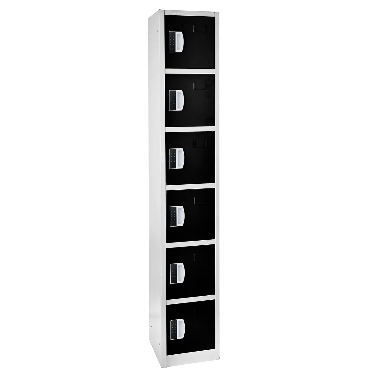 72" H x 12" W 6-Tier Steel Storage Locker with Digital Lock, Black,