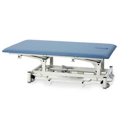 VivaComfort Elite-Line 550 lb Antimicrobial Upholstery Adjustable Height Hi-Lo Therapy Table with Padded Side Rails, Blu