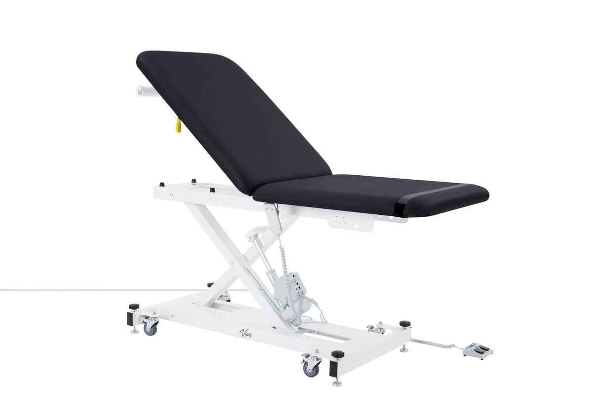 VivaComfort XRO Series 2-Section Electric Height and Back Adjustable Exam Table, 600 lbs Capacity, Black