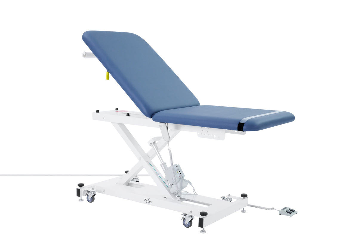 VivaComfort XRO Series 2-Section Electric Height and Back Adjustable Exam Table, 600 lbs Capacity, Blue