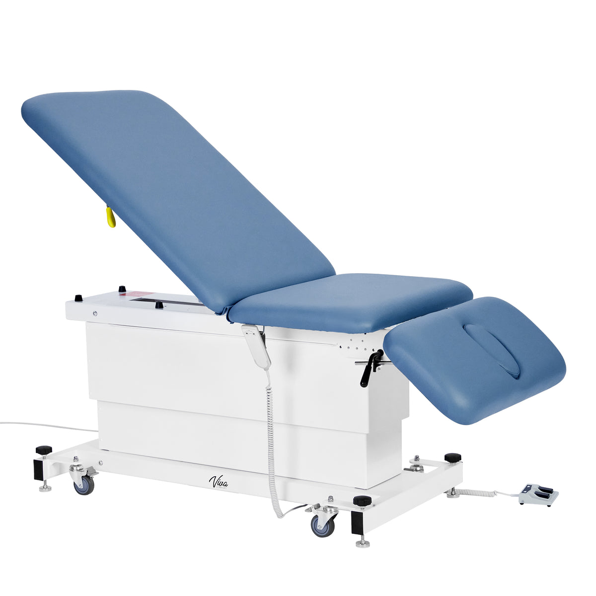 VivaComfort XRO Series 3-Section Electric Height and Back Adjustable Exam Table, 600 lbs. Capacity, Blue