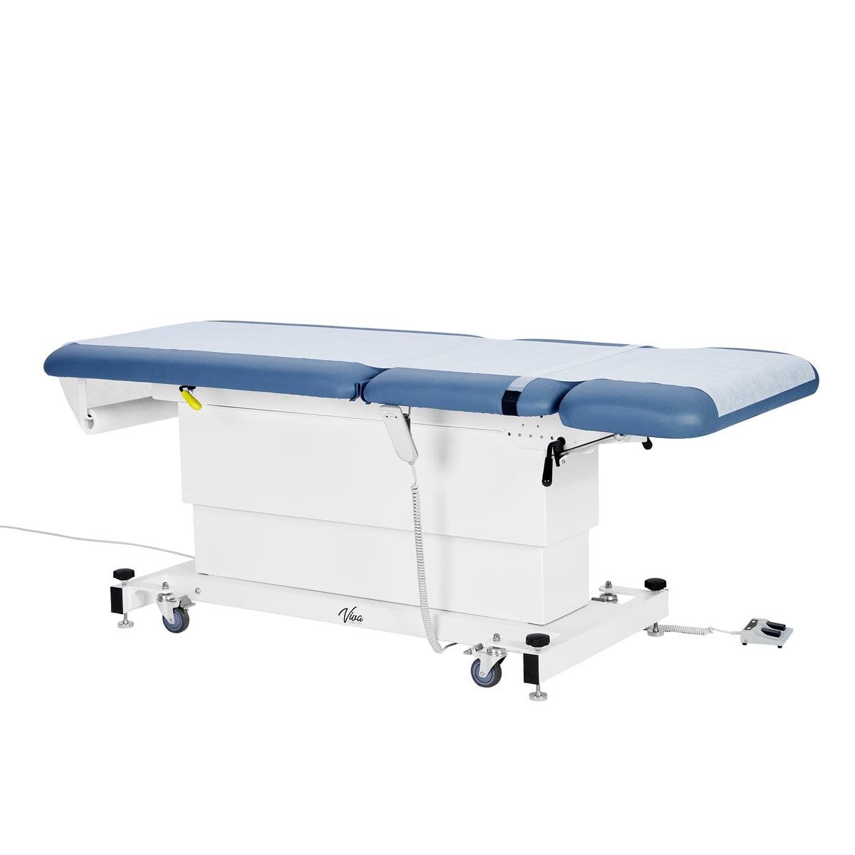 VivaComfort XRO Series 3-Section Electric Height and Back Adjustable Exam Table, 600 lbs. Capacity, Blue