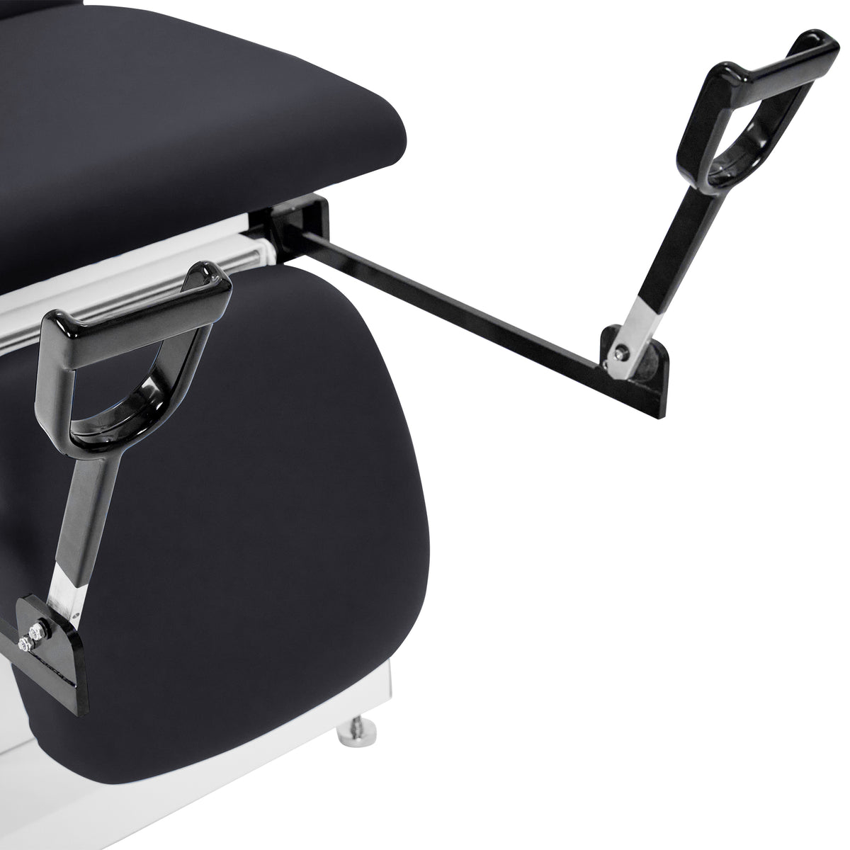 VivaComfort XRO Series 3-Section Electric Height and Back Adjustable Exam Table with Stirrups, 600 lb Capacity, Black