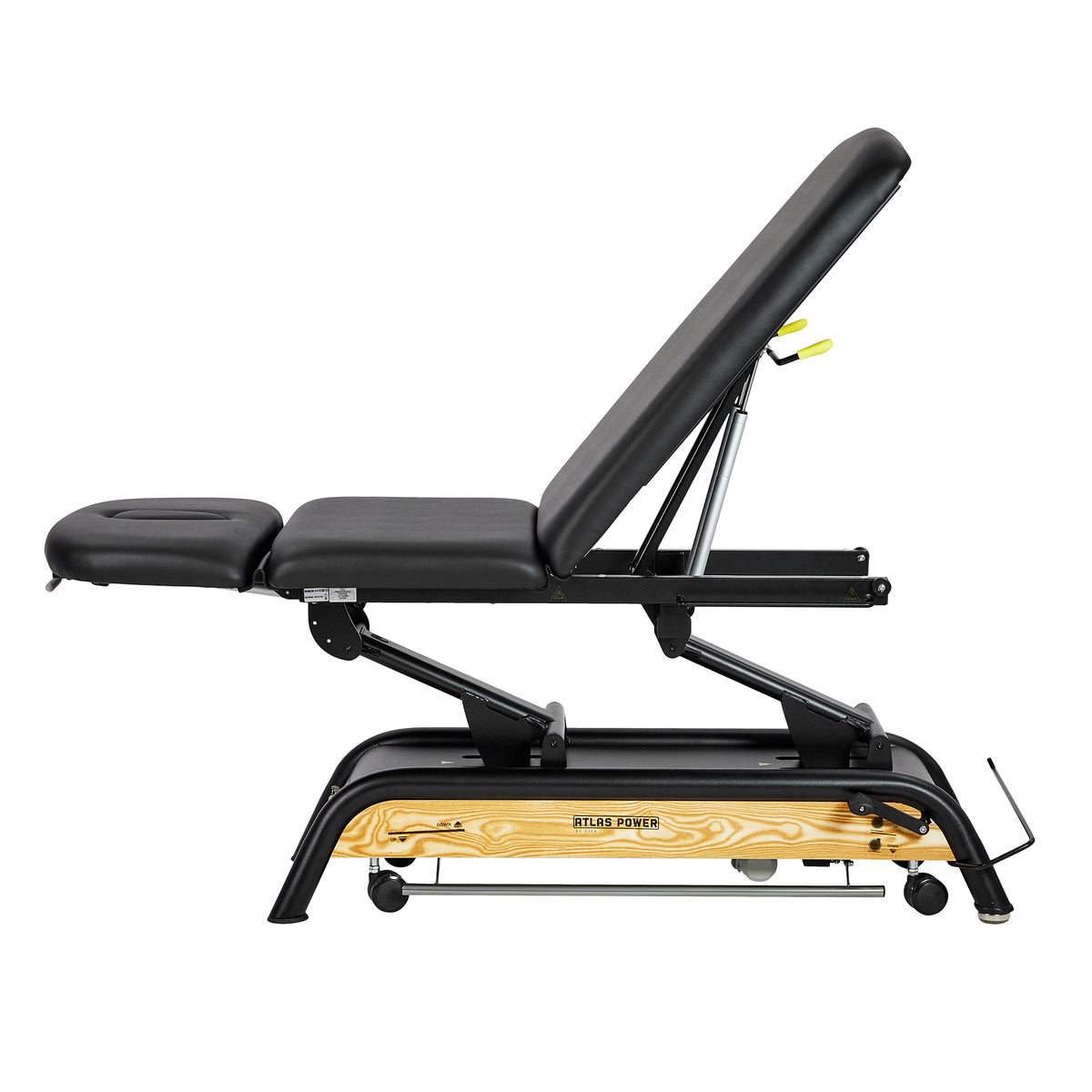VivaComfort Atlas Power Hi-Lo Physician Treatment Table with 3-Section Top, 441 lb Capacity, Black