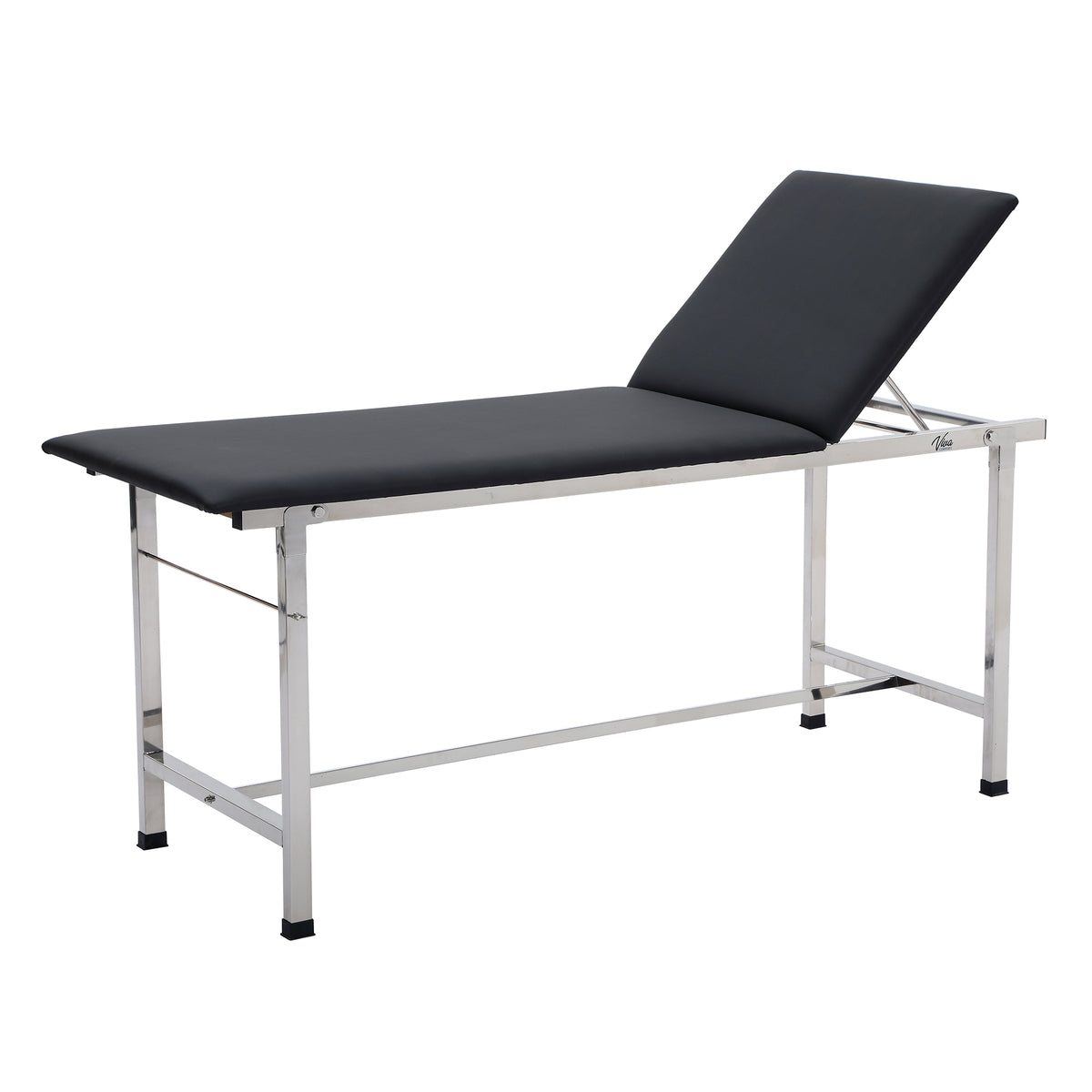 VivaComfort 440 lbs. Capacity Adjustable Backrest Steel Foldable Exam Treatment Table in Black, 440 lb Capacity, Black