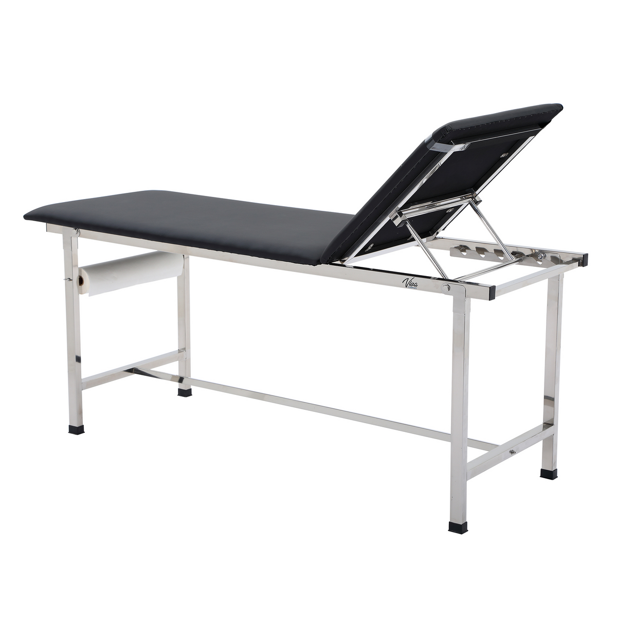 VivaComfort 440 lbs. Capacity Adjustable Backrest Steel Foldable Exam Treatment Table in Black, 440 lb Capacity, Black