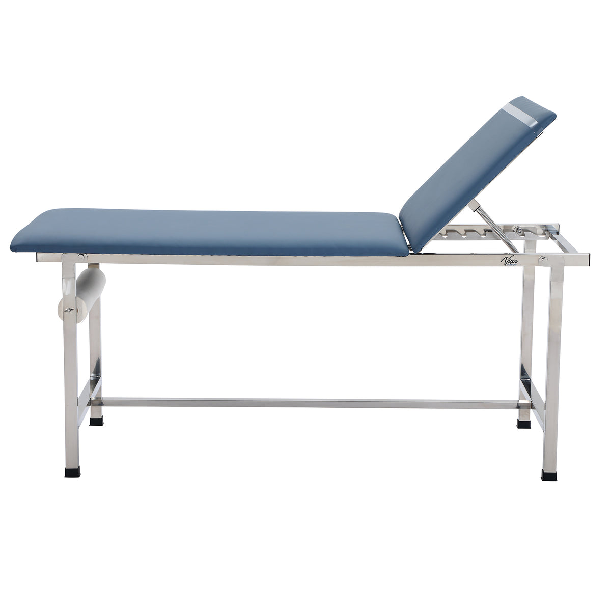 VivaComfort 440 lbs. Capacity Adjustable Backrest Steel Foldable Exam Treatment Table in Black, 440 lb Capacity, Blue