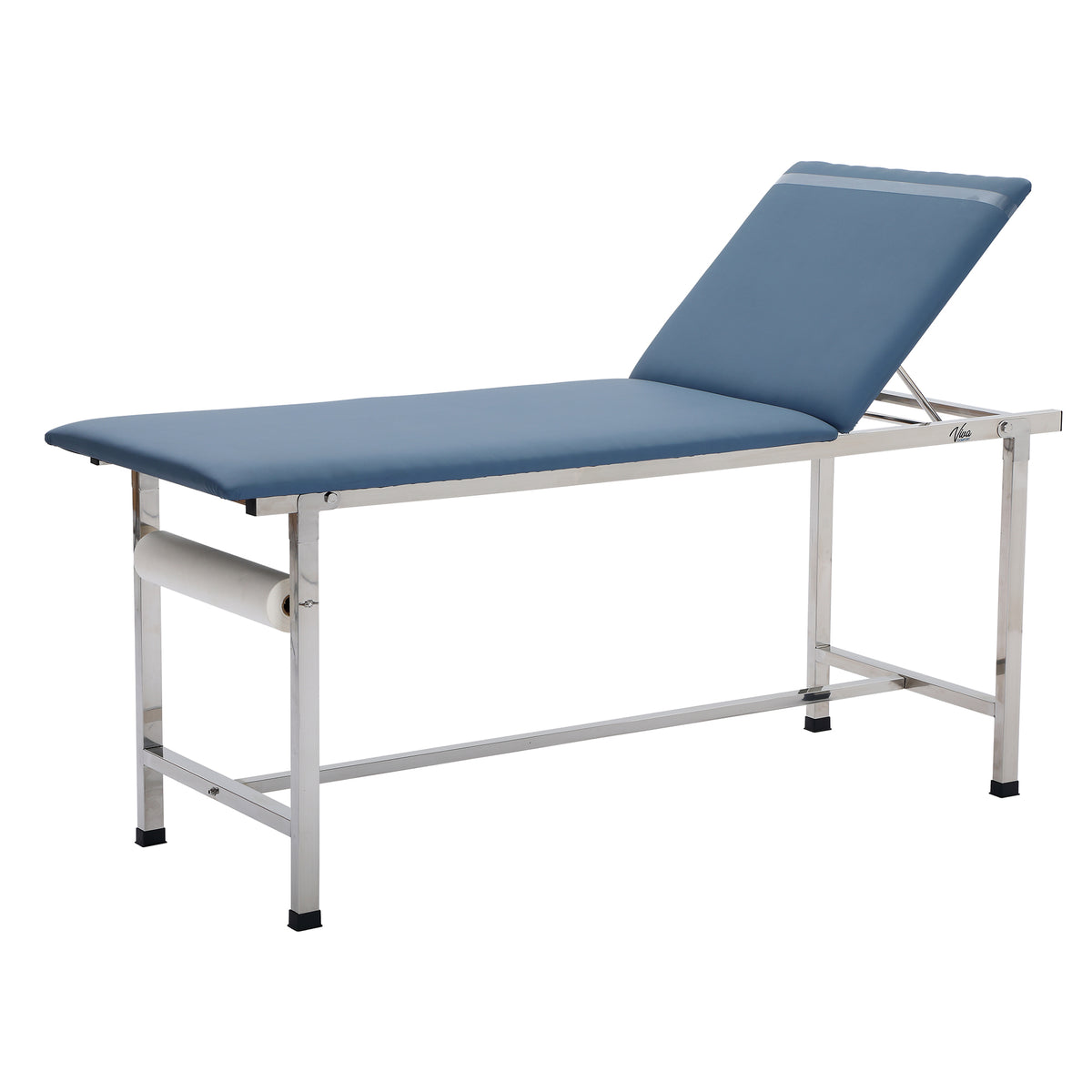VivaComfort 440 lbs. Capacity Adjustable Backrest Steel Foldable Exam Treatment Table in Black, 440 lb Capacity, Blue