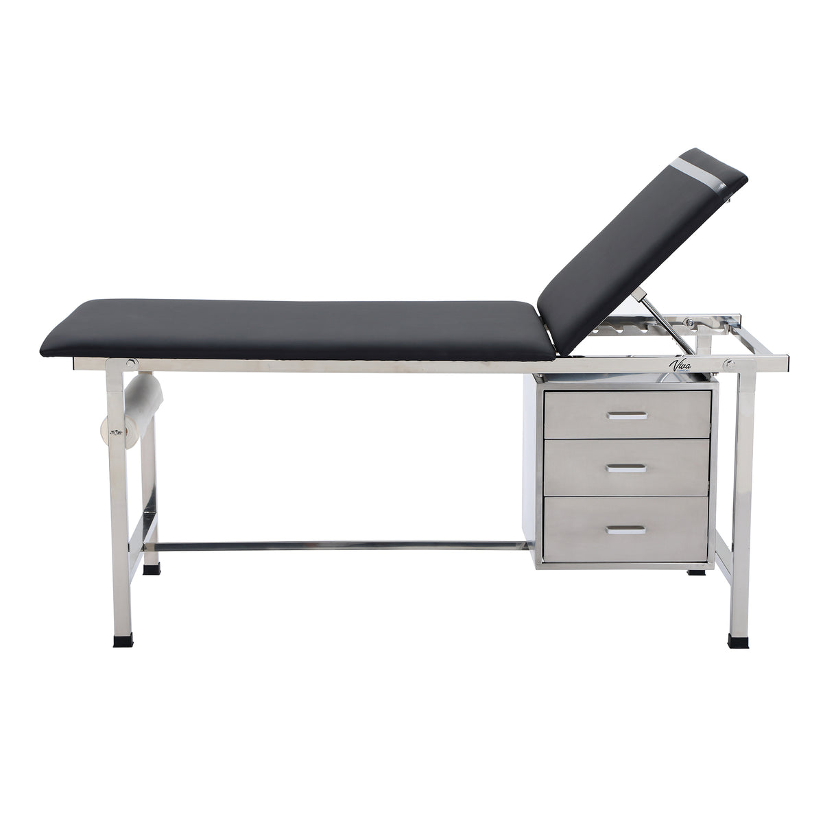 VivaComfort Three-Drawer Storage Set for Adjustable Medical Exam Tables, 18 lb Capacity, Stainless Steel