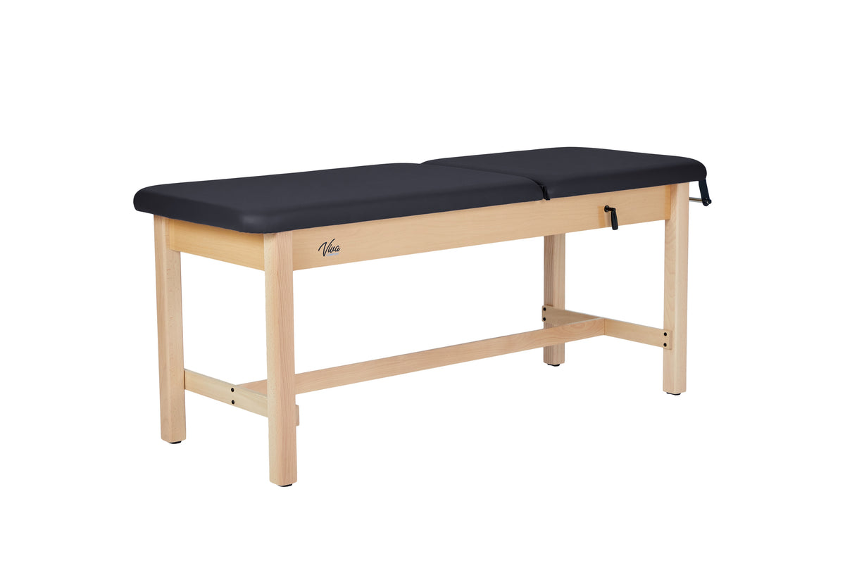 VivaComfort Aristo Wood H-Brace Physician Exam Table with Adjustable Backrest, 27”, Black, 500 lb Capacity, Black