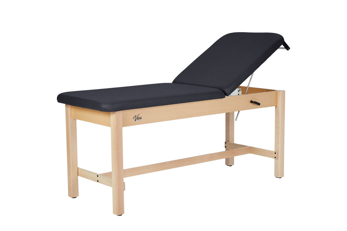 VivaComfort Aristo Wood H-Brace Physician Exam Table with Adjustable Backrest, 27”, Black, 500 lb Capacity, Black