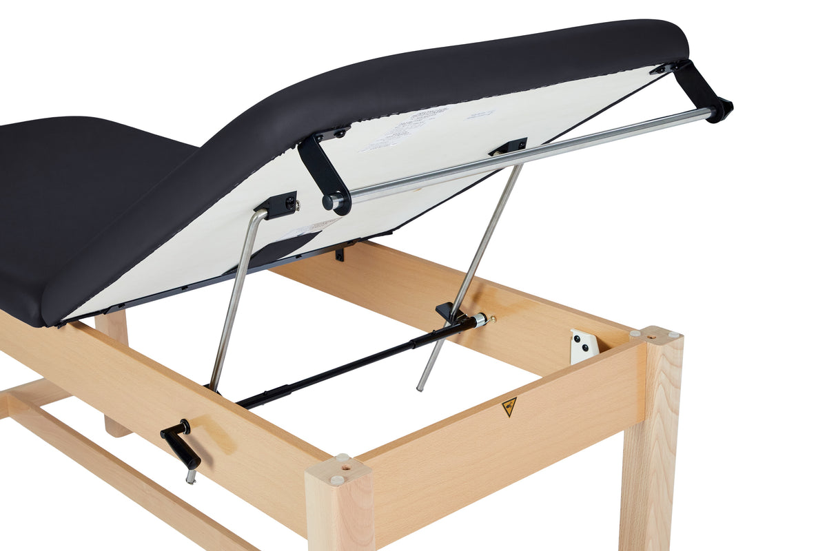 VivaComfort Aristo Wood H-Brace Physician Exam Table with Adjustable Backrest, 27”, Black, 500 lb Capacity, Black