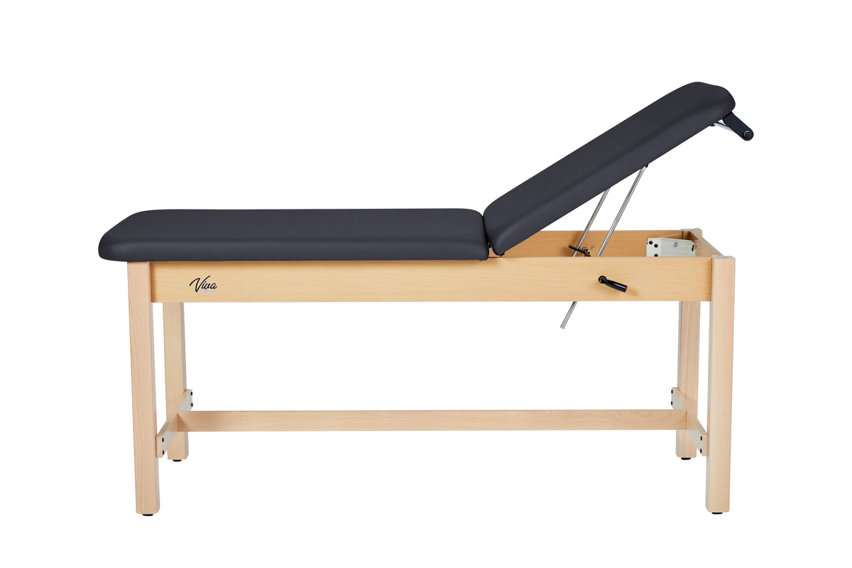 VivaComfort Aristo Wood H-Brace Physician Exam Table with Adjustable Backrest, 27”, Black, 500 lb Capacity, Black