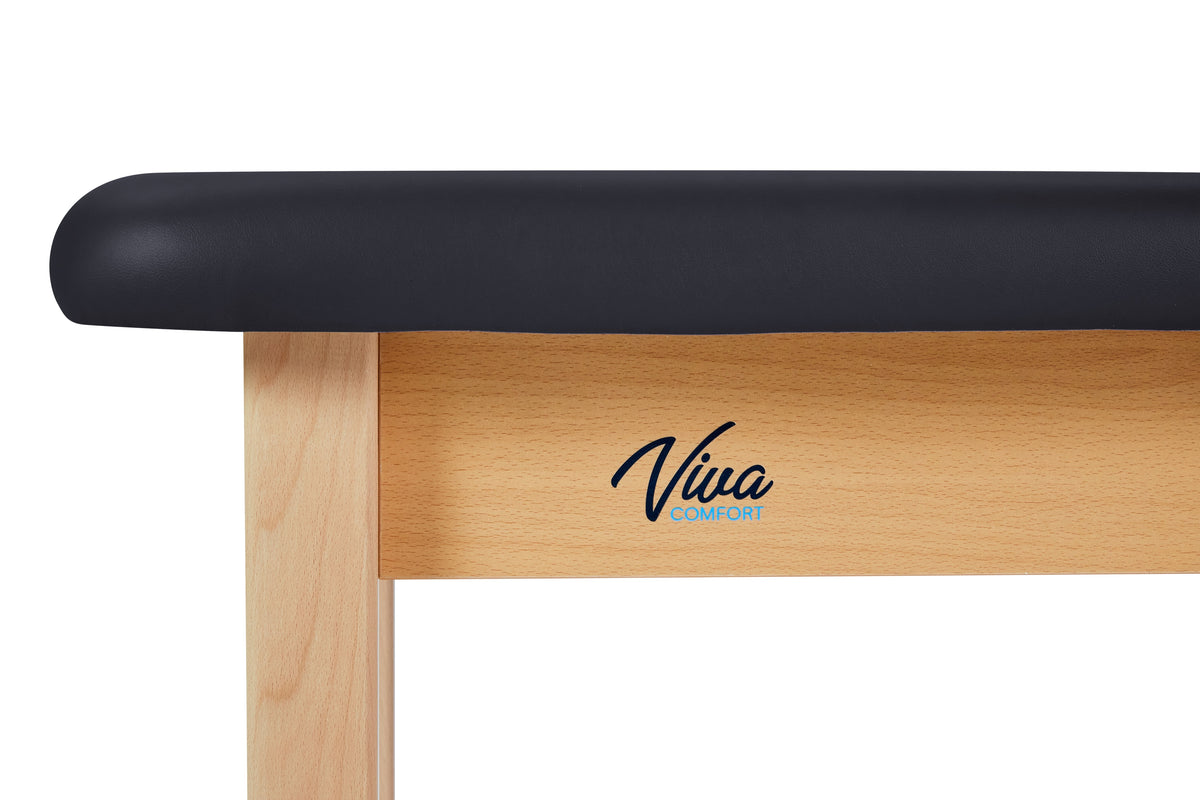 VivaComfort Aristo Wood H-Brace Physician Exam Table with Adjustable Backrest, 27”, Black, 500 lb Capacity, Black