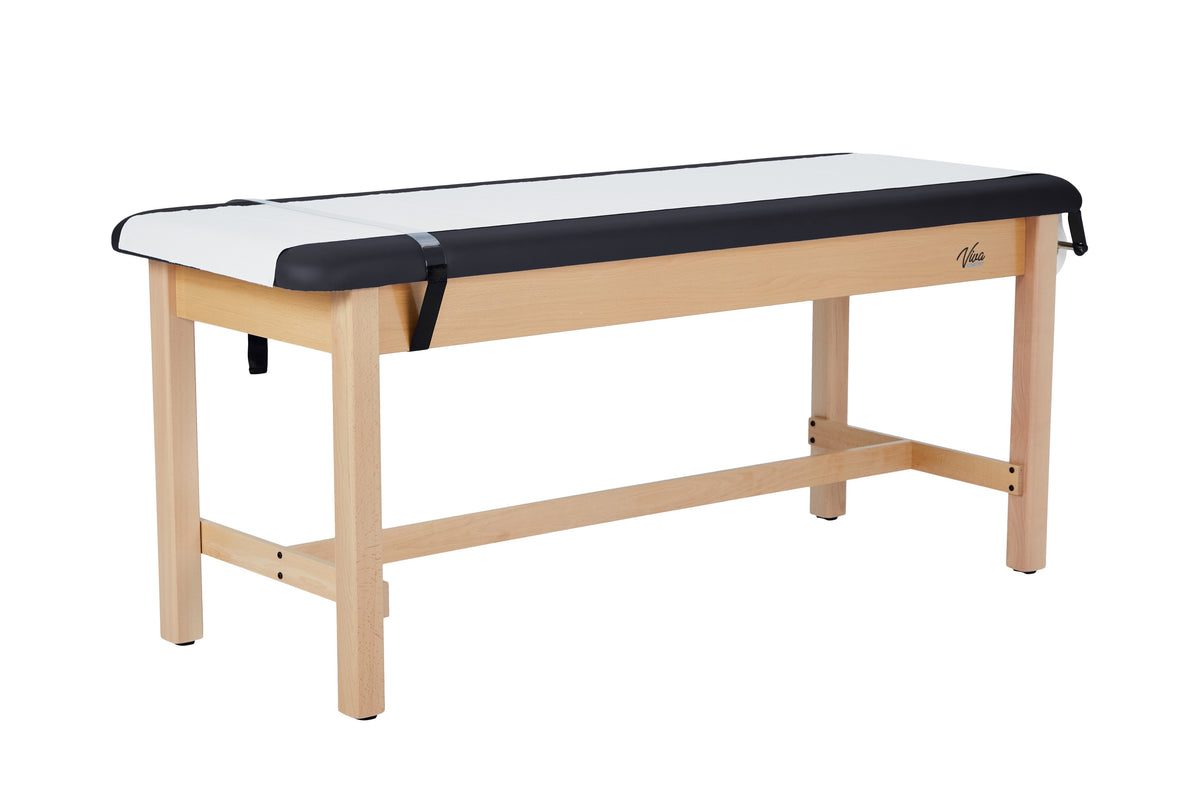 VivaComfort Aristo Wooden H-Brace Physician Exam Table, 27”, Black, 500 lb Capacity, Black