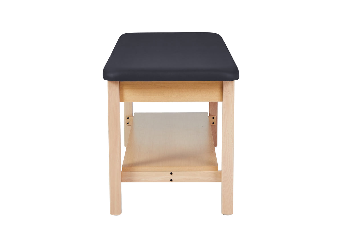 VivaComfort Aristo Wooden H-Brace Physician Exam Table With Shelf, 27”, Black, 500 lb Capacity, Black