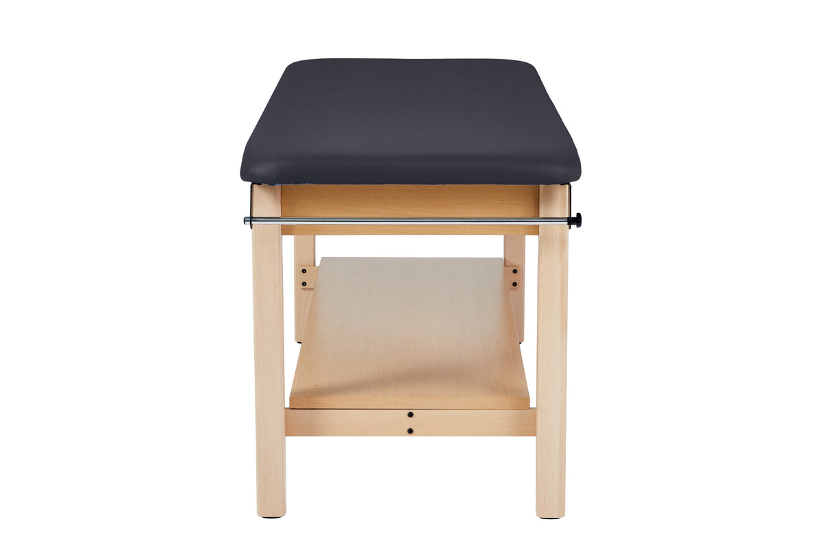 VivaComfort Aristo Wooden H-Brace Physician Exam Table With Shelf, 27”, Black, 500 lb Capacity, Black
