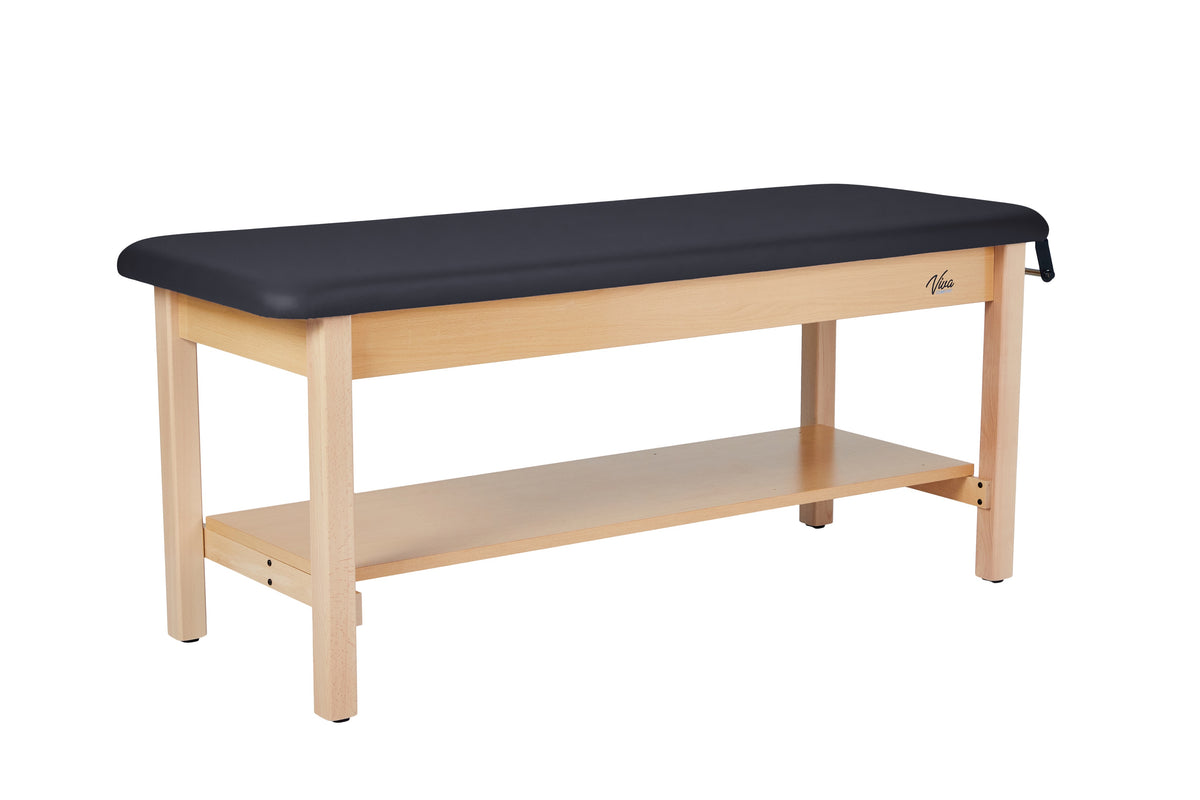 VivaComfort Aristo Wooden H-Brace Physician Exam Table With Shelf, 27”, Black, 500 lb Capacity, Black
