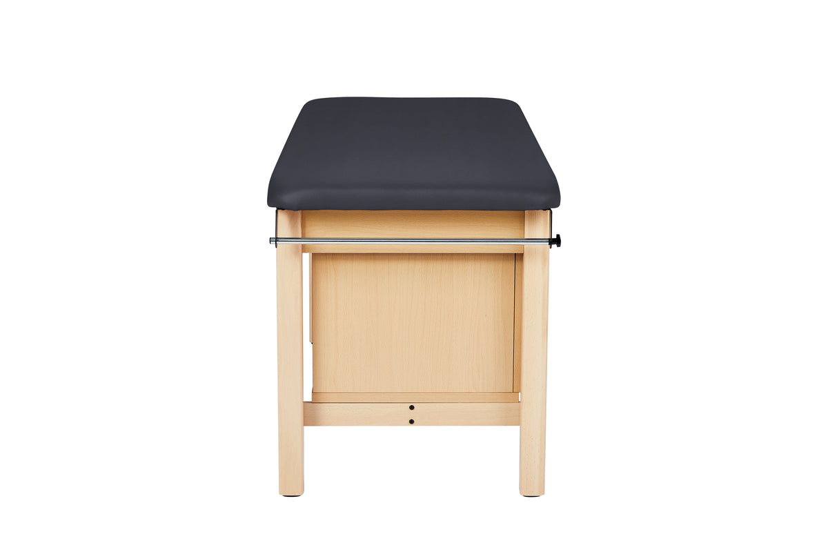 VivaComfort Aristo Wood H-Brace 27in. W x 72in. L Physician Exam Table with Shelf and Cabinet, 500 lb Capacity, Black