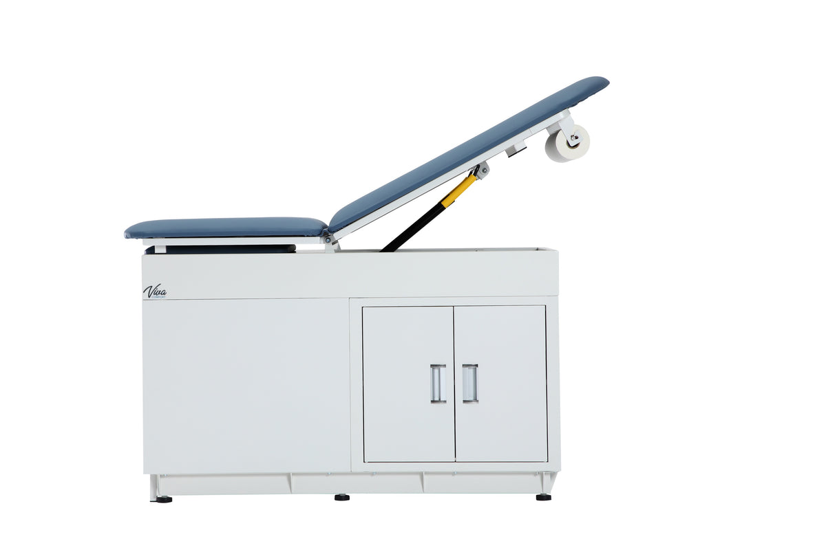 VivaComfort Grande Steel Exam Table with Pelvic Tilt and Antimicrobial Mattress, 500 lb Capacity, Blue