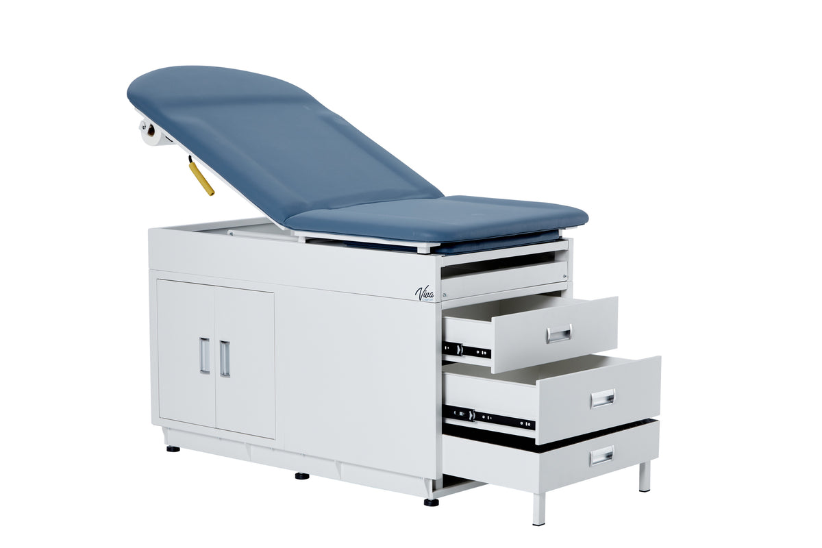 VivaComfort Grande Durable Spacious Patient-Centered Design Steel Exam Table with Antimicrobial Mattress, 500 lb Capacity, Blue