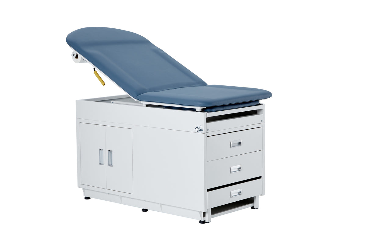 VivaComfort Grande Durable Spacious Patient-Centered Design Steel Exam Table with Antimicrobial Mattress, 500 lb Capacity, Blue