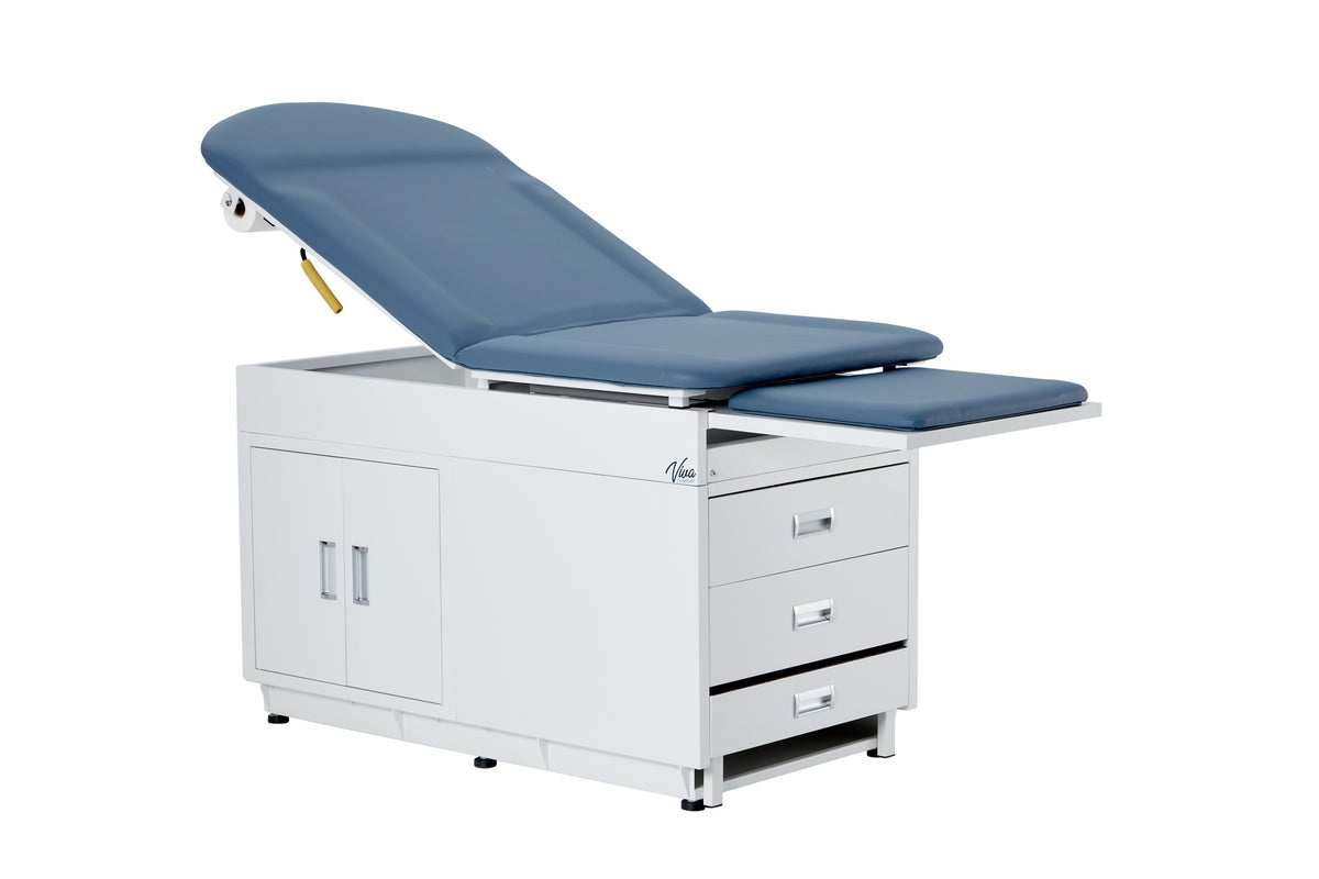 VivaComfort Grande Durable Spacious Patient-Centered Design Steel Exam Table with Antimicrobial Mattress, 500 lb Capacity, Blue