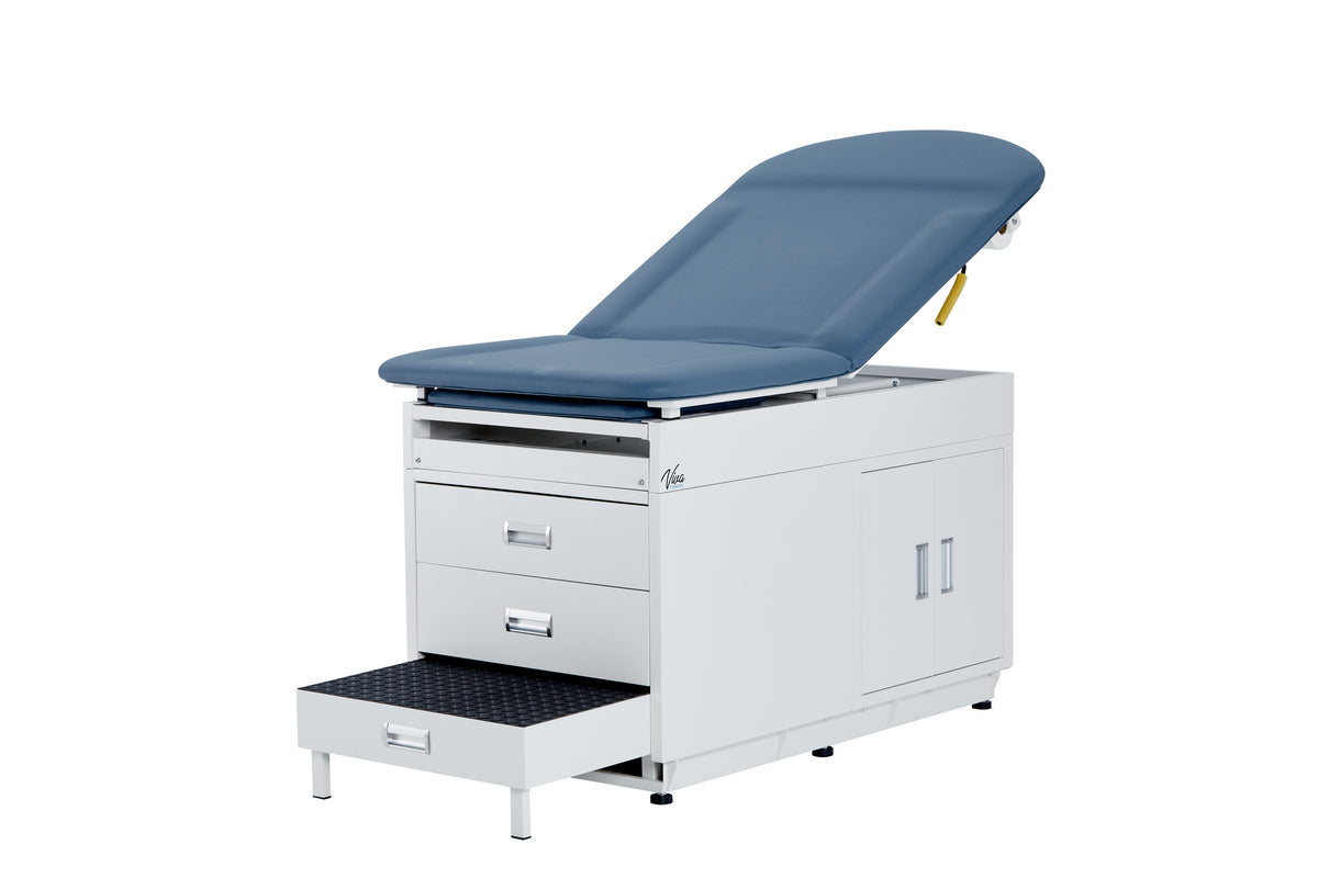 VivaComfort Grande Durable Spacious Patient-Centered Design Steel Exam Table with Antimicrobial Mattress, 500 lb Capacity, Blue