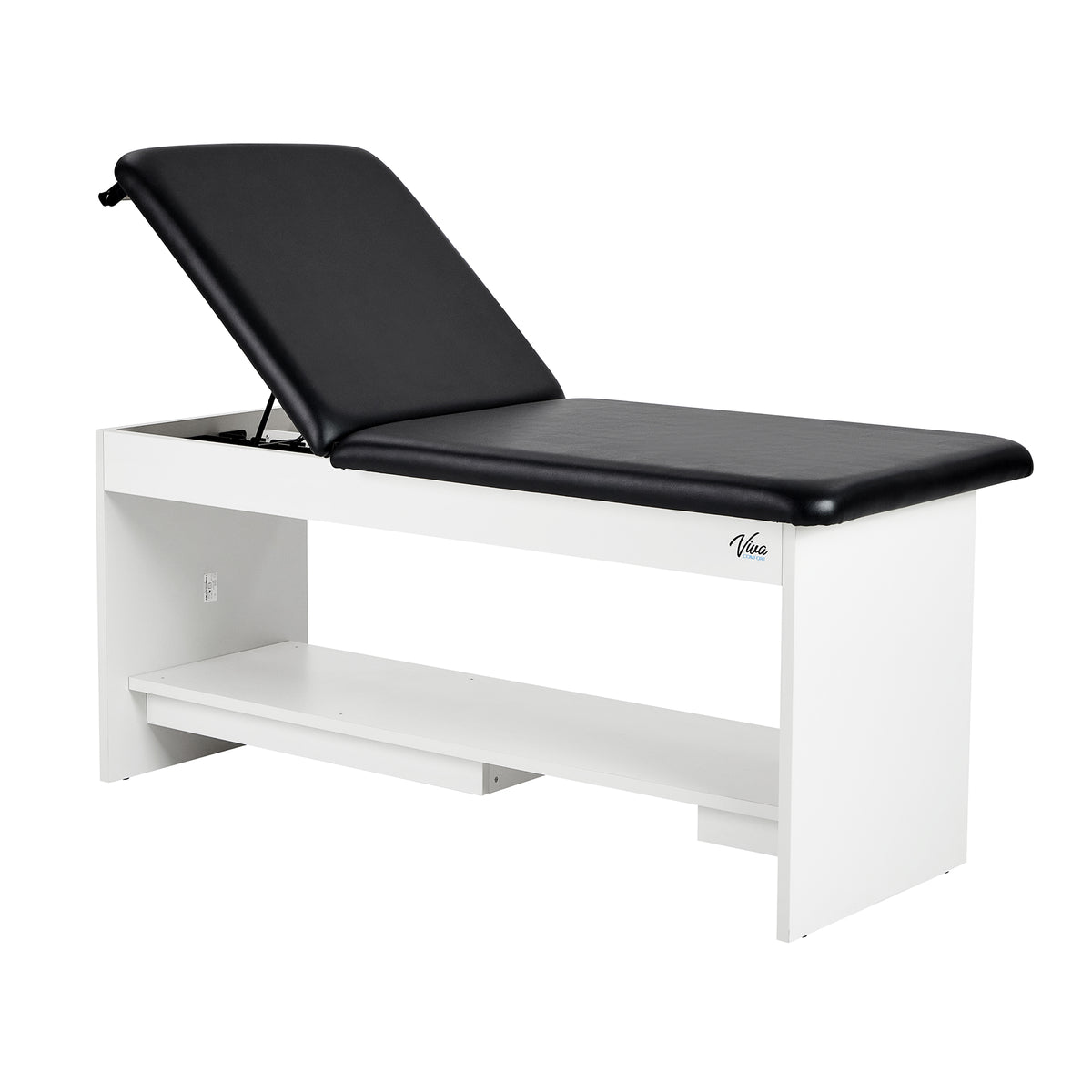 VivaComfort Alto Space Saver 3-Section Exam Table w/Shelf and Drop Section, 400 lb Capacity, Black