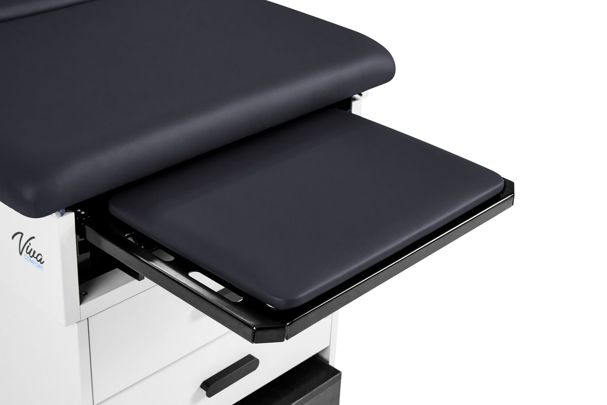 VivaComfort Slimline Exam Table Base with Leg Rest, Step Stool, 2 Drawers, and Stirrups, 420 lb Capacity