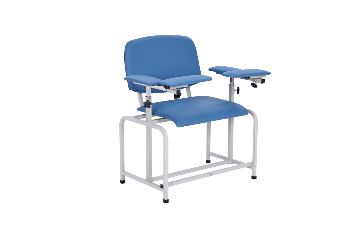 VivaComfort 500 lbs. Extra Wide Adjustable Antimicrobial Bariatric Padded Phlebotomy Blood Drawing Chair, Blue