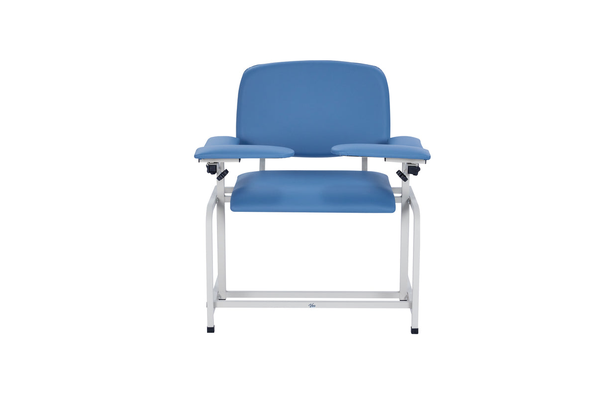 VivaComfort 500 lbs. Extra Wide Adjustable Antimicrobial Bariatric Padded Phlebotomy Blood Drawing Chair, Blue