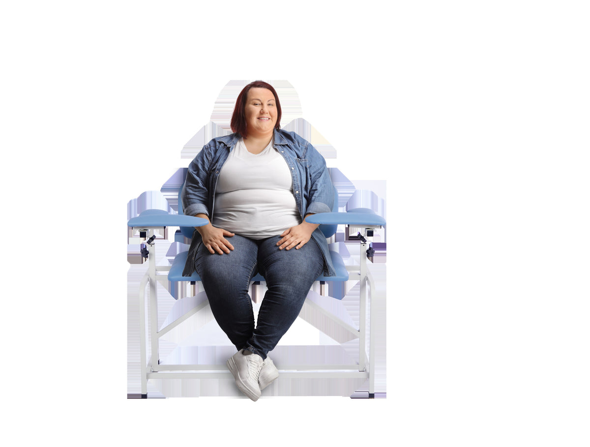 VivaComfort 750 lb. Capacity Bariatric Extra-Tall Phlebotomy Blood Drawing Chair, 750 lb Capacity, Blue