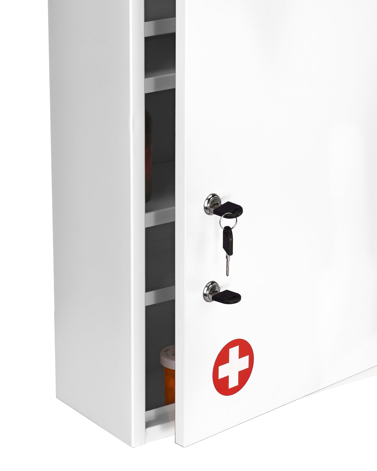 ADIRMED 21 in. H x 16 in. W x 6 in. D Large Dual Lock Surface-Mount Medical Security Cabinet in White, 1.1 cu. ft., Whit