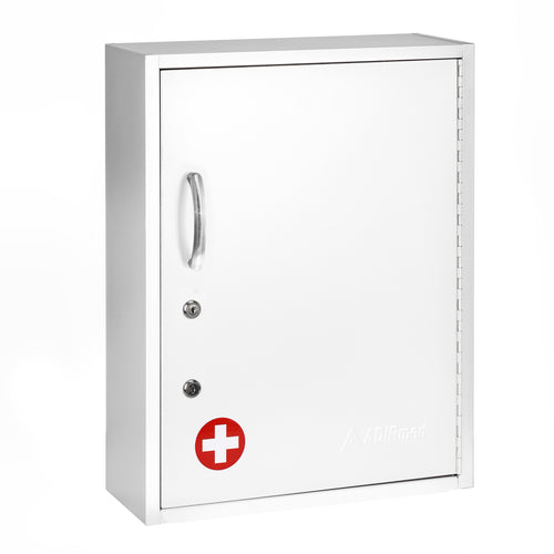 ADIRMED 21 in. H x 16 in. W Dual Lock Surface-Mount Medical Security Cabinet in White with Pull-Out Shelf and Document Pocket, 1.1 cu. ft., White