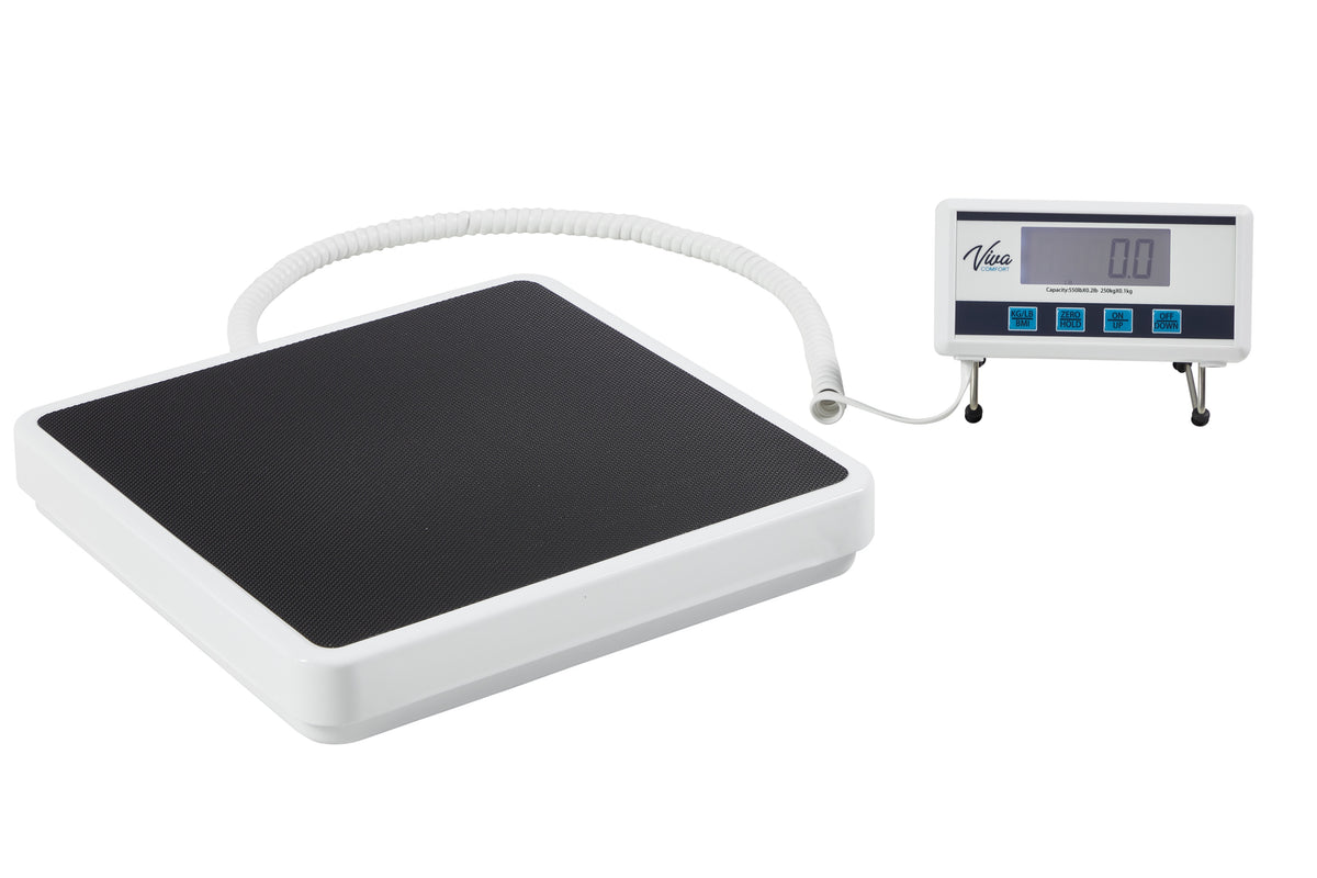 VivaComfort Medical Digital BMI Floor Scale with Remote Display, 550 lb Capacity, White