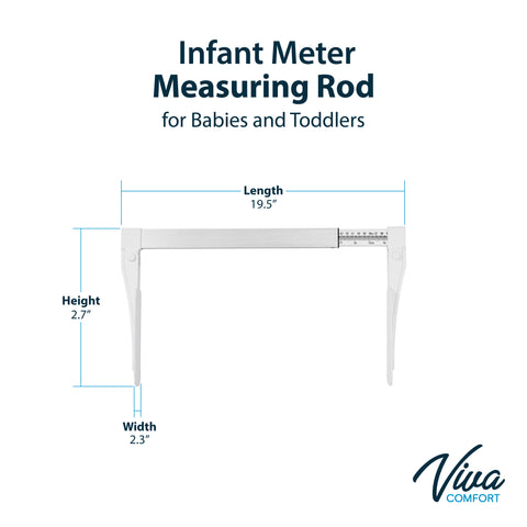 VivaComfort Portable Aluminum Infantometer Measuring Rod, Pediatric Infant Length Measuring Device, White
