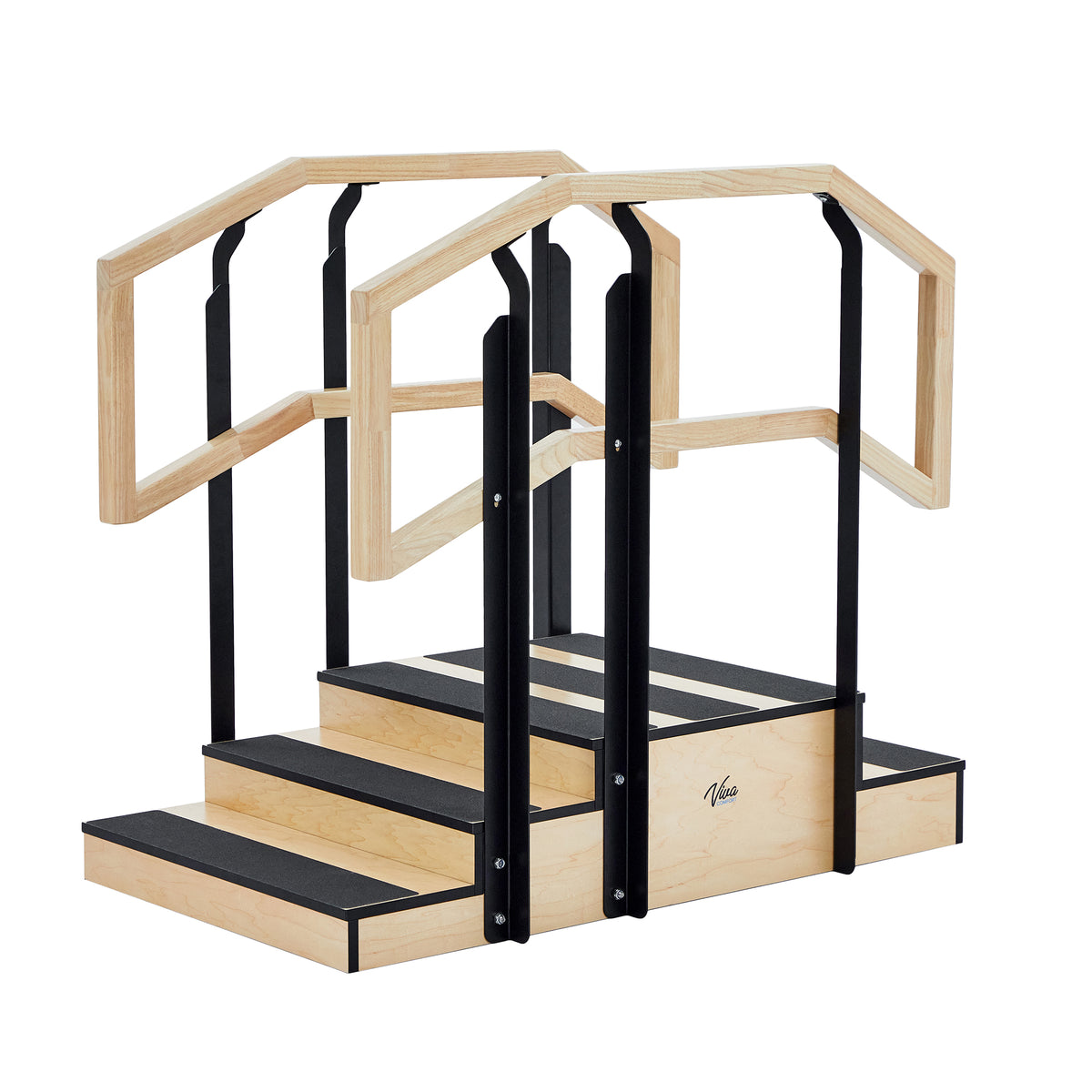 VivaComfort Small Hardwood Physical Therapy Non-slip Staircase with Safety Handles, 500 lb Capacity, Oak