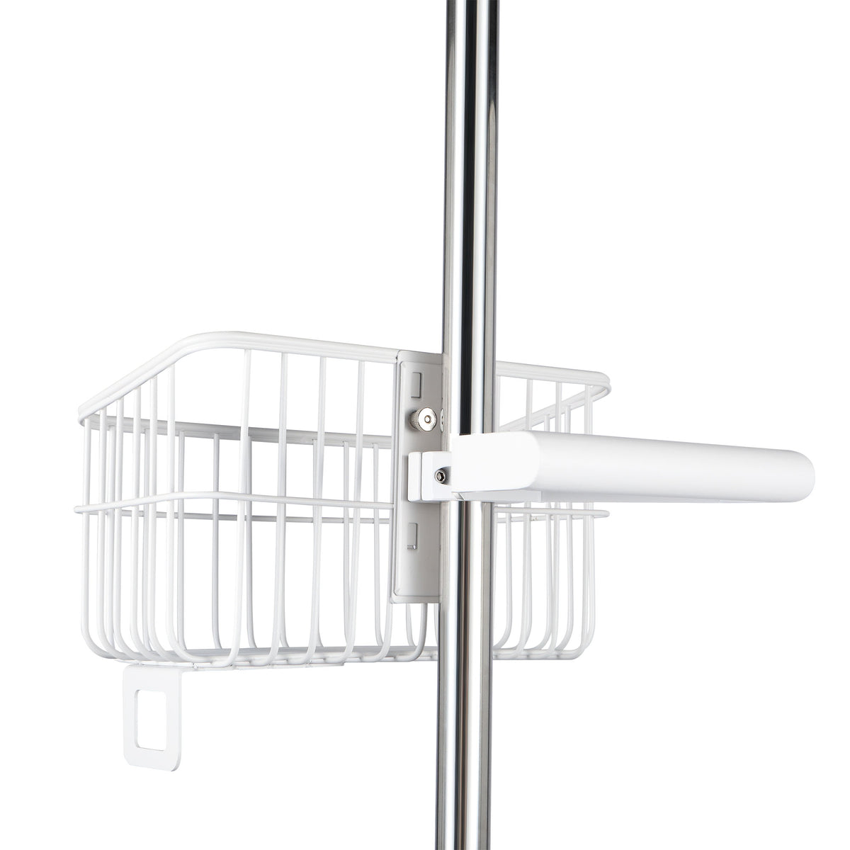 VivaComfort Adjustable Height Mobile Stand with Storage Basket for Welch Allyn 4400 Vital Signs Monitor, White