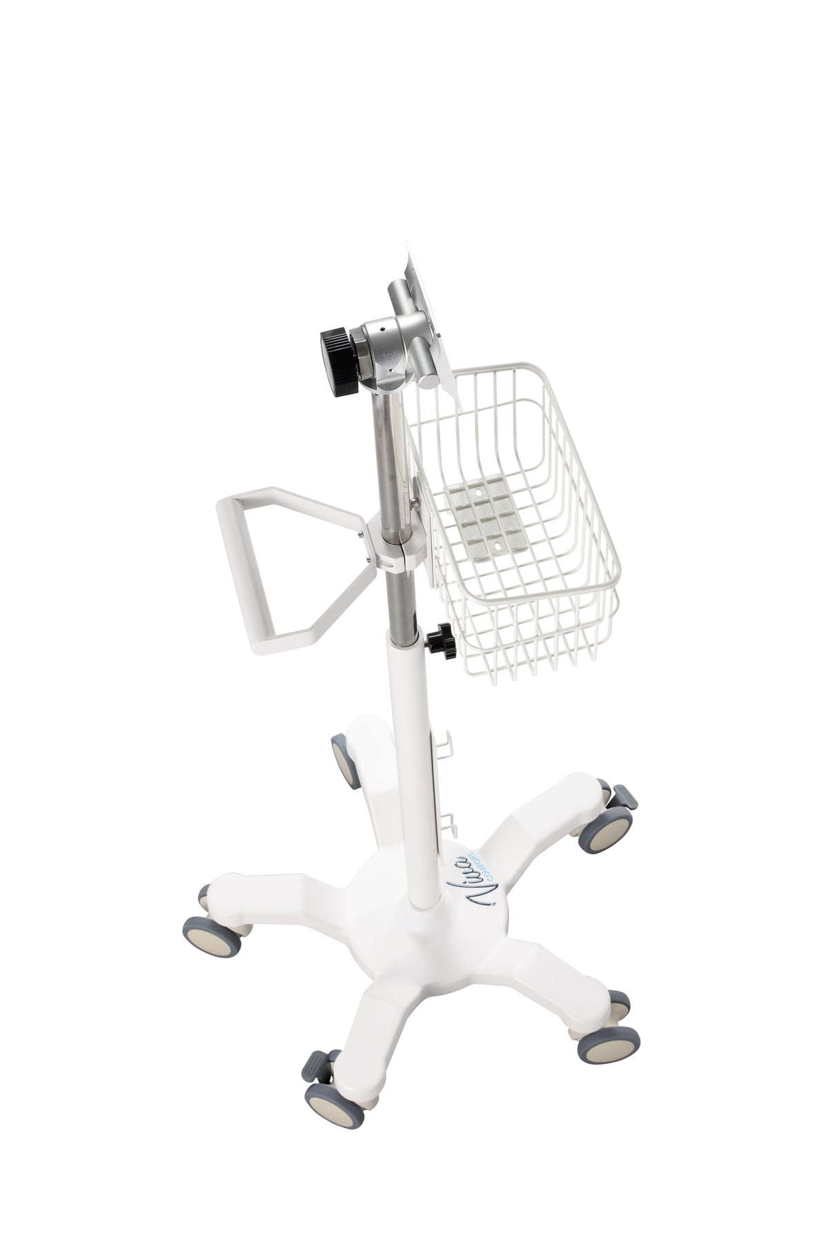 VivaComfort Universal Medical Mobile Cart with Compatible Welch Allen Connex Spot Monitor Mounting Plate, White