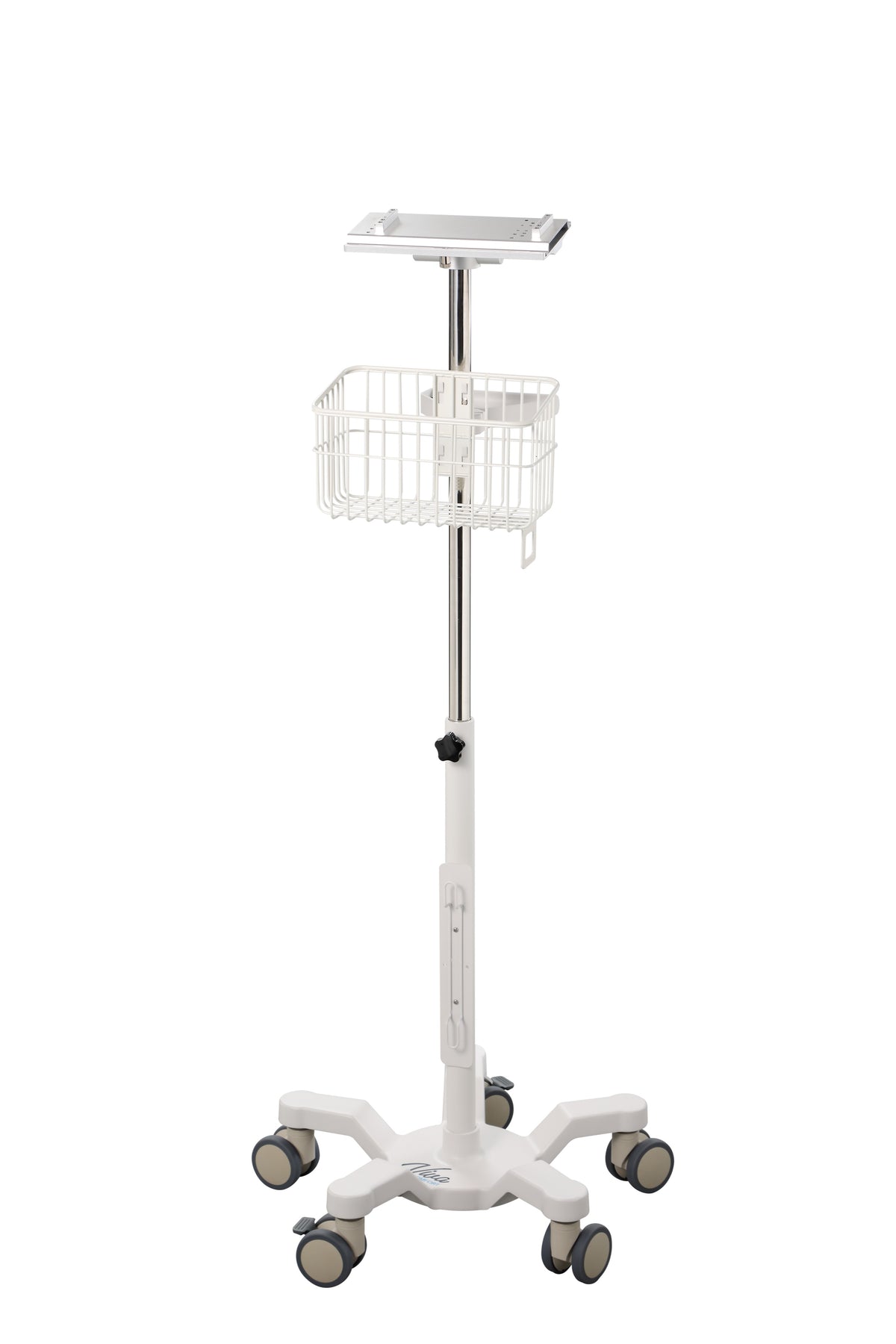 VivaComfort Universal Medical Mobile Cart With Compatible Edan Monitor Mounting Plate, White