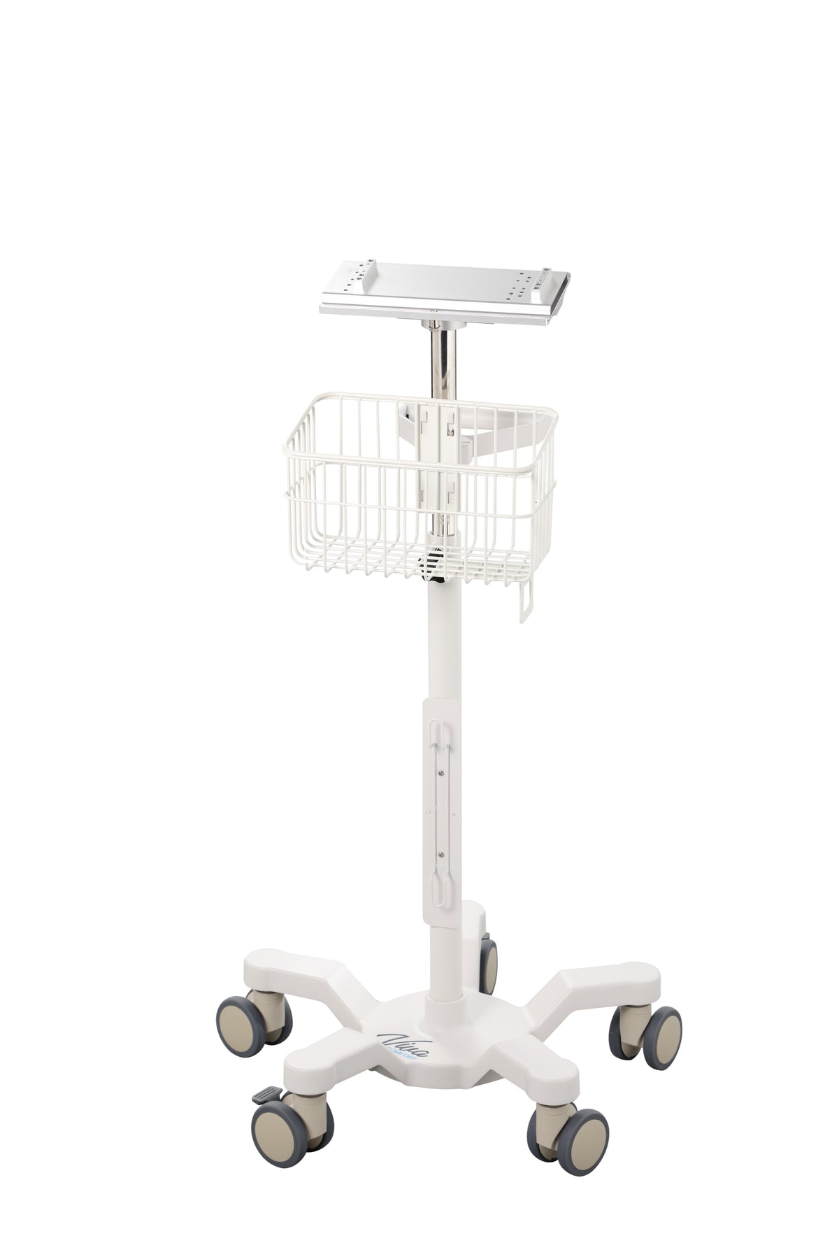VivaComfort Universal Medical Mobile Cart With Compatible Edan Monitor Mounting Plate, White