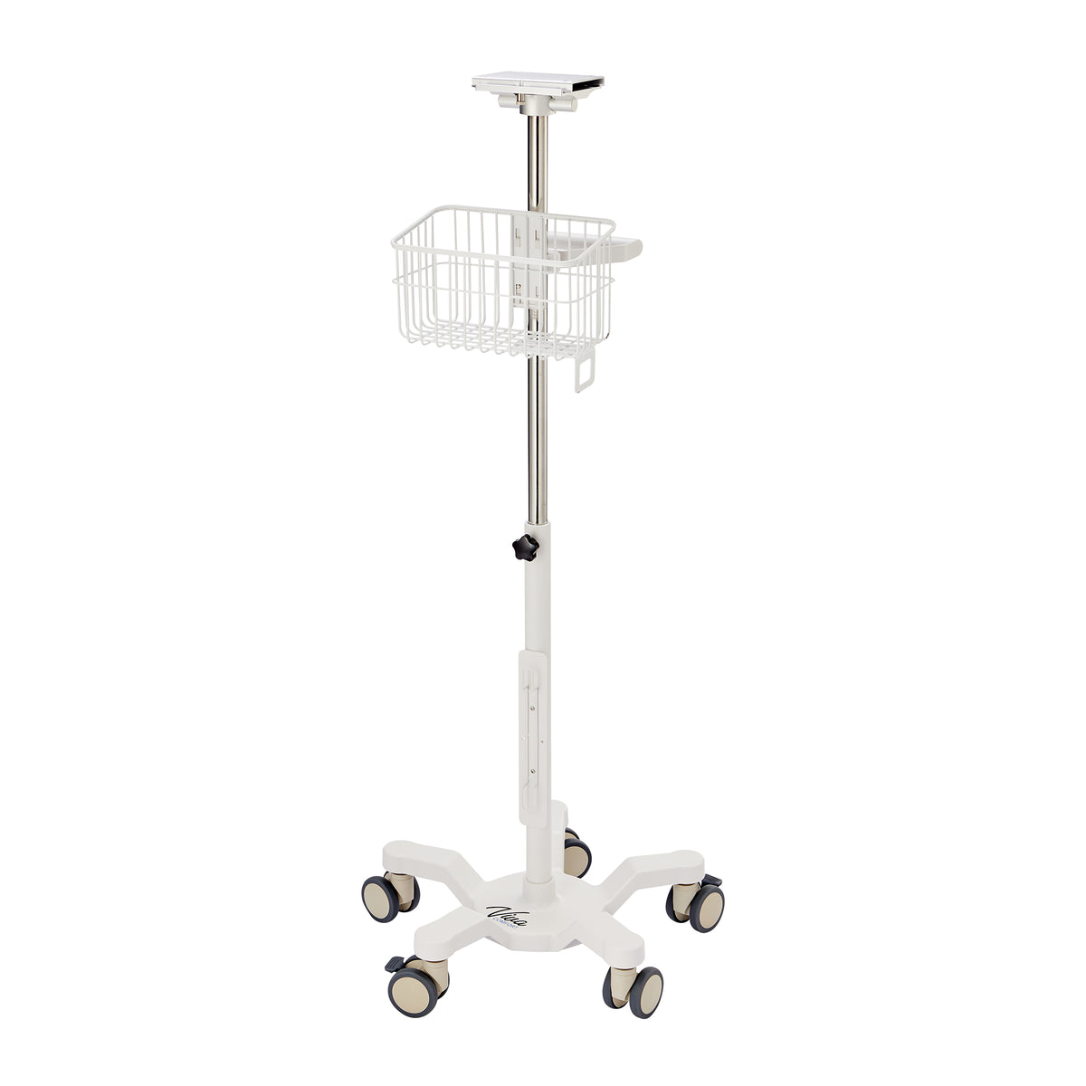 VivaComfort Universal Mobile Cart with Viva Diagnostic Omni Spot Vital Sign Patient Monitor Mounting Plate, White