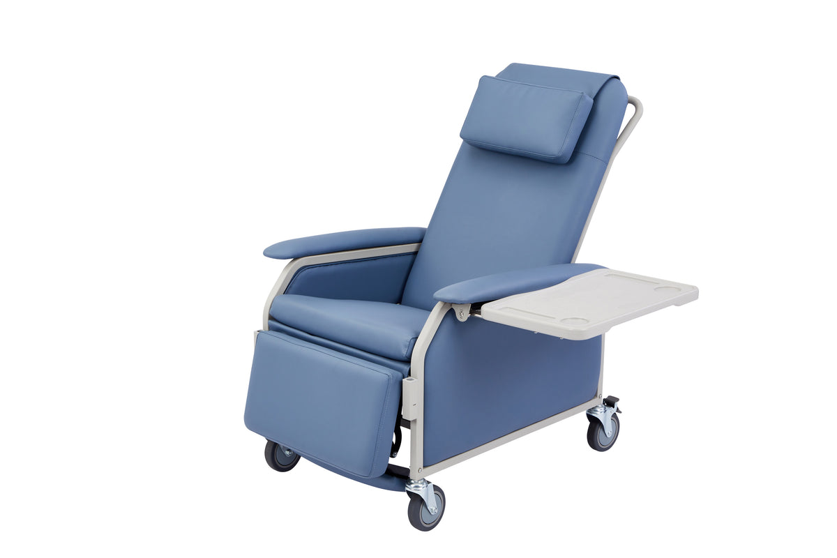 VivaComfort Bariatric 3-Position Geri Chair Recliner with Casters, 500 lb Capacity, Blue