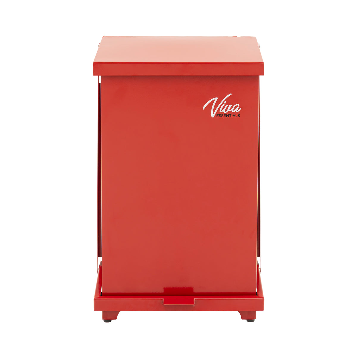 VivaComfort 13 Gal. Red Indoor Galvanized Steel Medical Biohazard Step-On Trash Can, 13 Gallon, Red