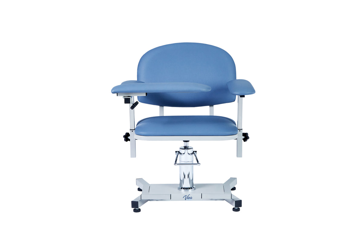 VivaComfort Manual Height Adjustable Blood Draw Phlebotomy Chair, 485 lb Capacity, Blue